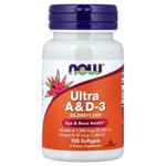 NOW Foods, ультра-добавка, витамины A и D3, 100 капсул