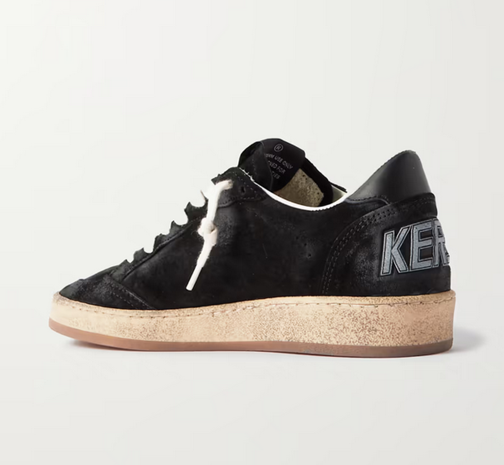 Кеды Golden Goose 'Superstar' Ball Star distressed leather-trimmed suede sneakers
