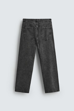 ZARA БРЮКИ STRAIGHT FIT ЖАККАРД, ТЕМНО-СЕРЫЙ