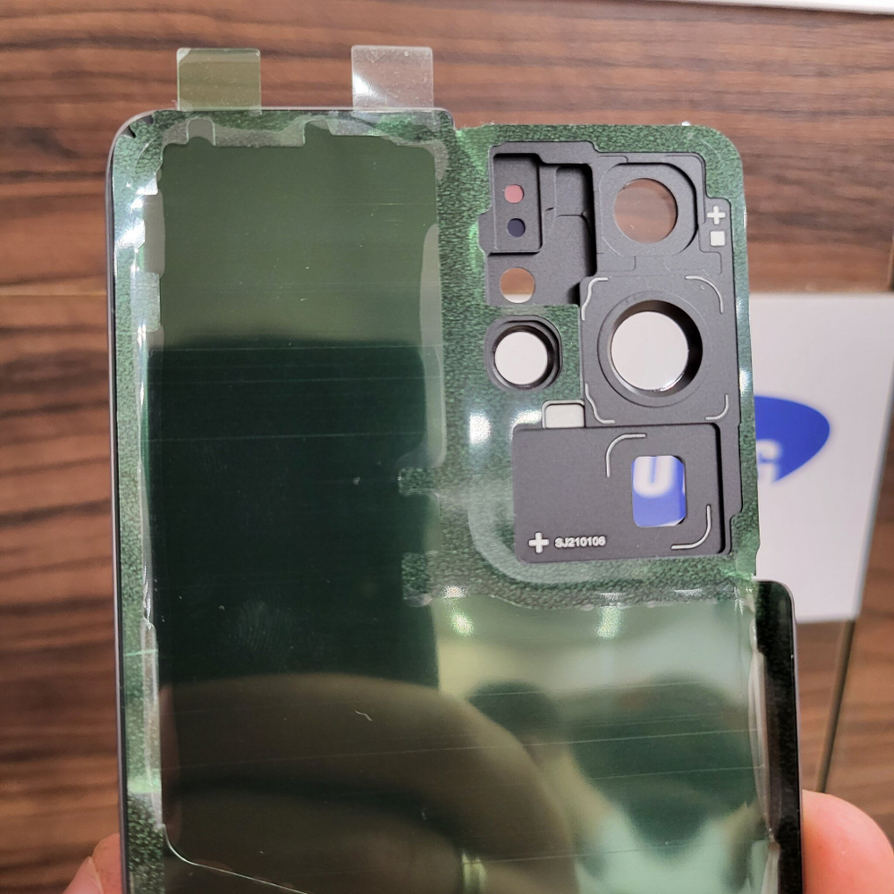 Крышка для Samsung S21 Ultra - задняя стеклянная панель "хорошее качество" (синий цвета)