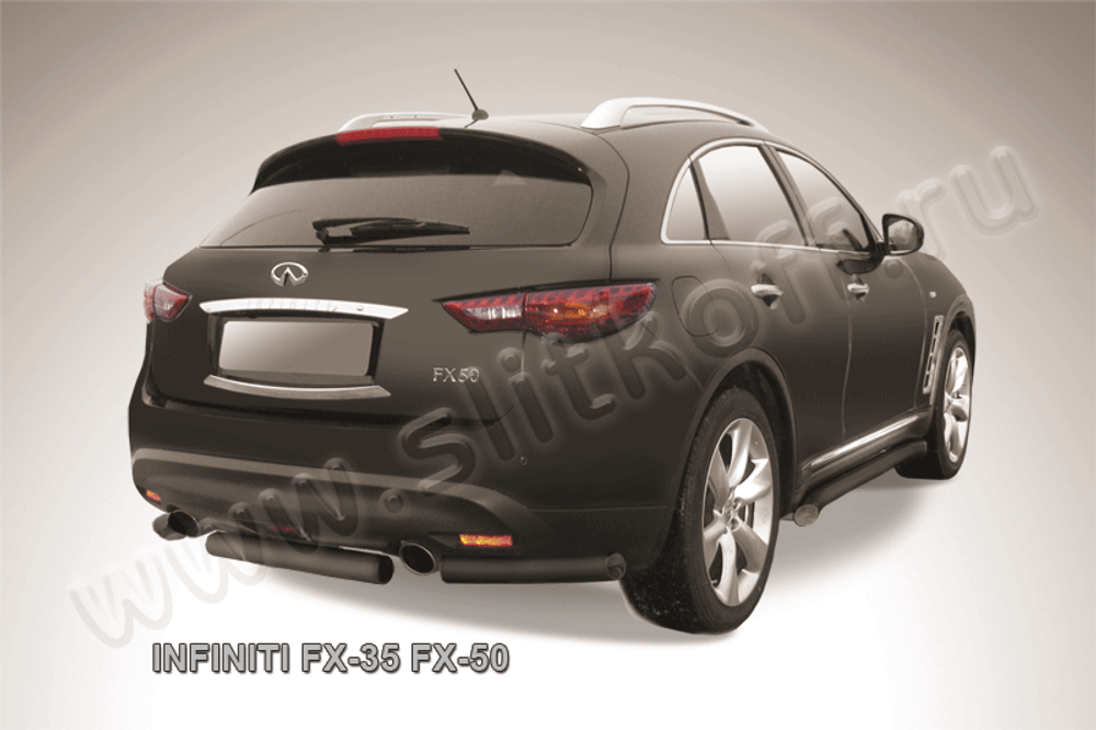 Защита заднего бампера Infiniti FX-35 FX-50 (2008-2012) d57 серебристая