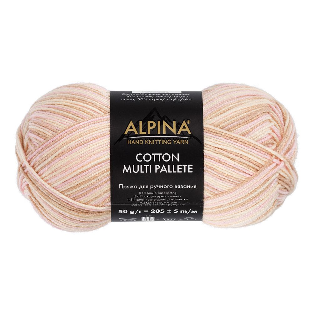 Пряжа Alpina Cotton Multi Pallete / уп.10 мот. по 50г, 205 м, 02 молочный-бежевый-св.розовый Пряжа Alpina Cotton Multi Pallete / уп.10 мот. по 50г, 205 м, 02 молочный-бежевый-св.розовый