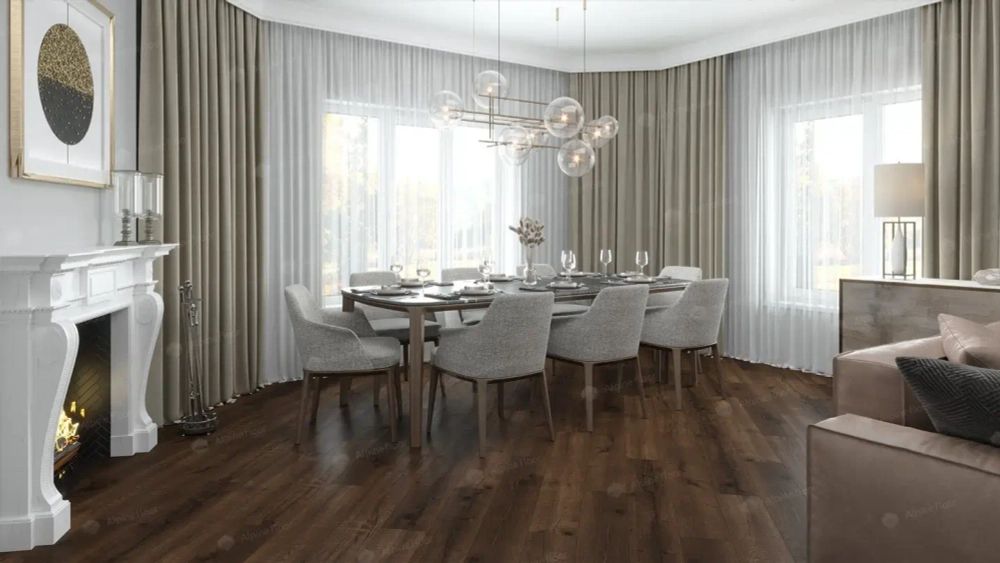 Каменно-полимерная плитка Alpine Floor Реал вуд (Real Wood) Дуб Мокка ЭКО 2-2