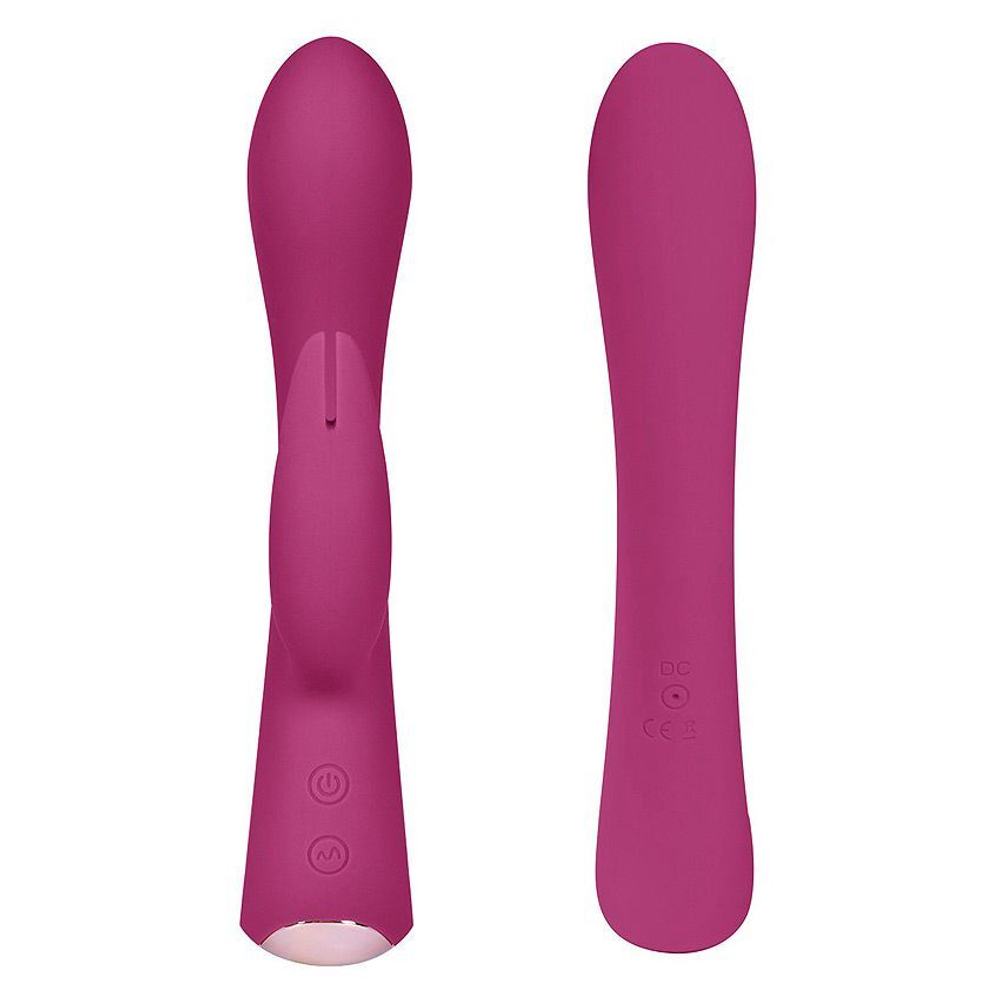 Бордовый вибромассажер-кролик 5 Silicone Bunny Love - 19,1 см. (Цвет: бордовый)