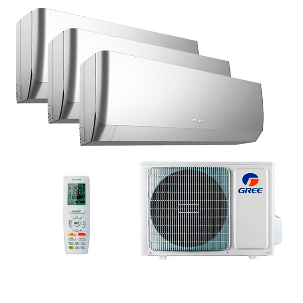 Мультисплит система на 3 комнаты Gree GWH09AGCXB-K6DNA4F/I (silver) x 3 / GWHD(21)NK6OO (LCLH)