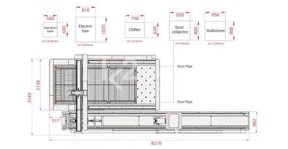 Комбинированный станок лазерной резки HGTECH SMART6015T с одним столом