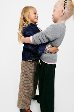 ZARA TIMELESS — БРЮКИ WIDE LEG В КЛЕТКУ, РЫЖЕВАТО-КОРИЧНЕВЫЙ