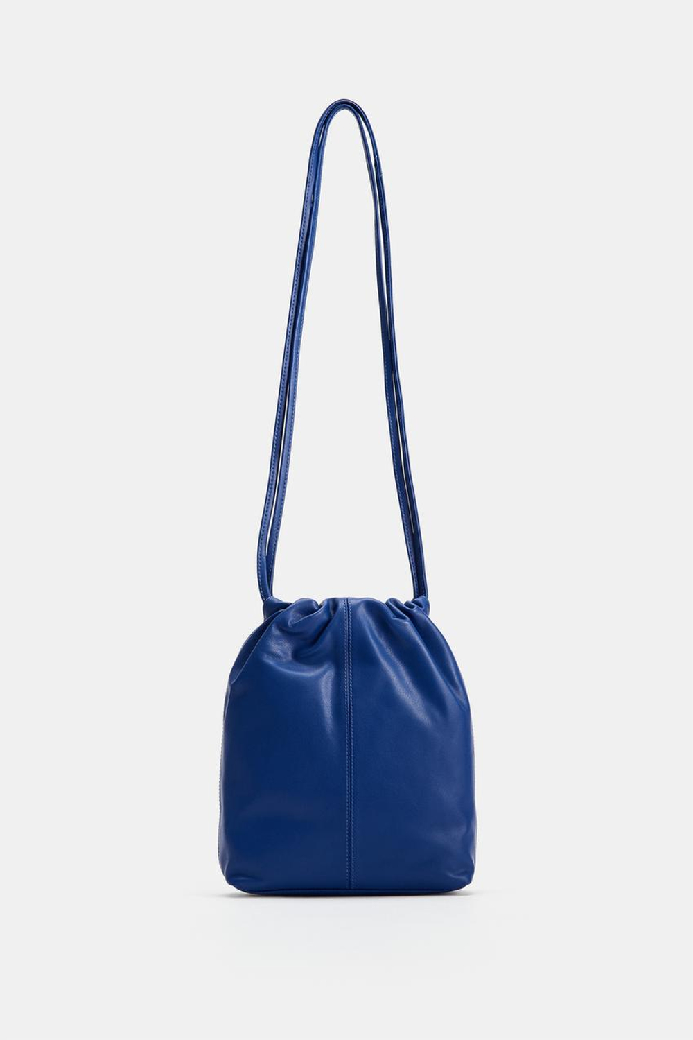 ZARA КОЖАНАЯ СУМКА СО СБОРКАМИ, СИНИЙ