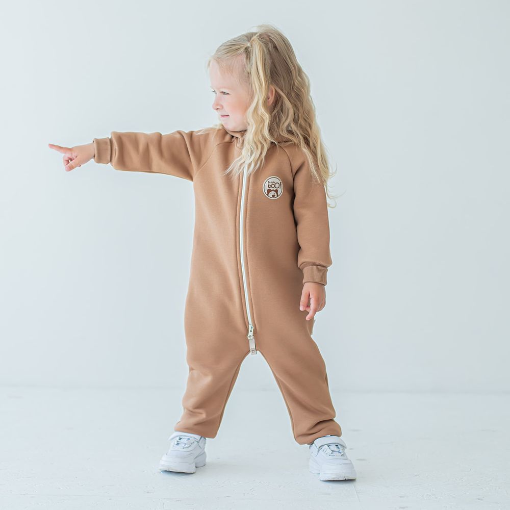 Комбинезон с клапаном и капюшоном "Песочный" утепленный