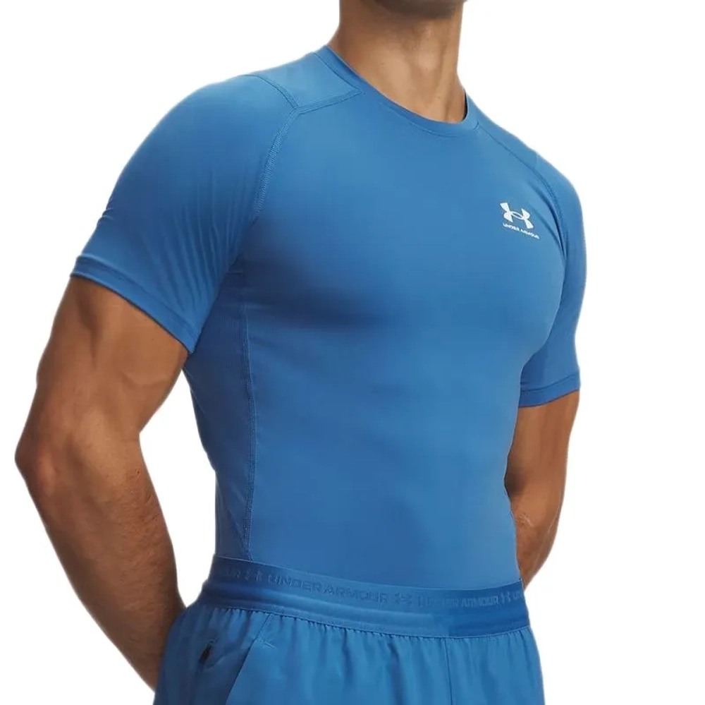 Мужская теннисная футболка Under Armour HeatGear Short Sleeve - aegean blue/black