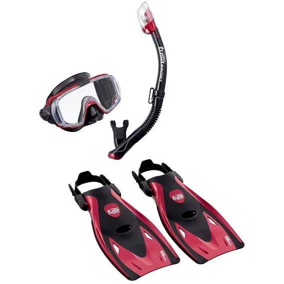 Набор маска+трубка+ласты в сумке TUSA Sport UP-3521QB Black Series красный