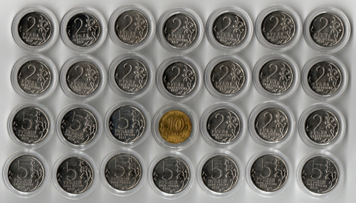 Комплект "Бородино" 28 монет, 2012 год( цветные).