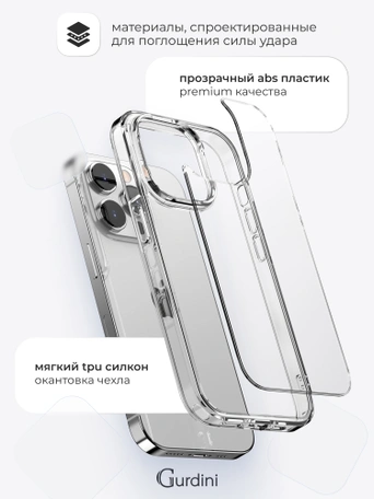 Чехол накладка iPhone 16 Pro 6.3" Gurdini Alba Series Protective Clear