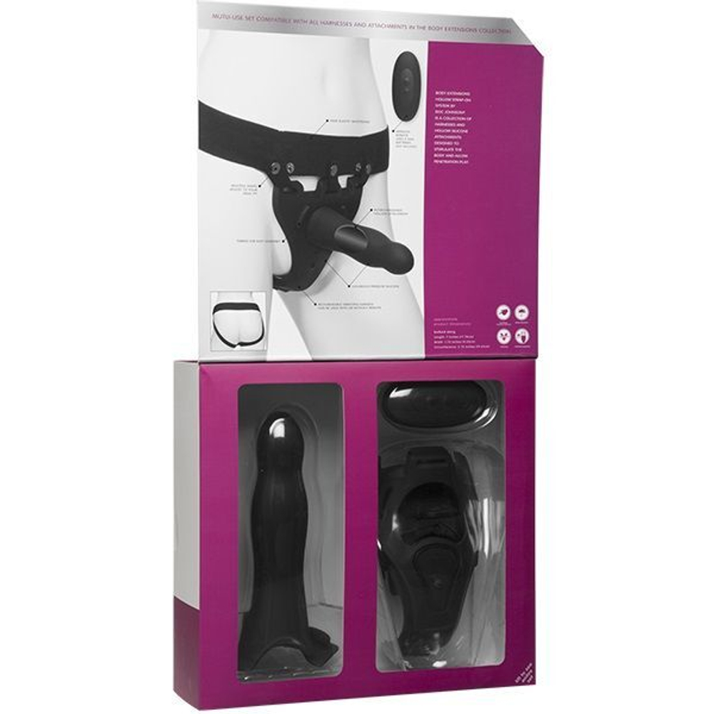 Черный полый вибрострапон Body Extensions BE Aroused - 17,78 см. (Цвет: черный)