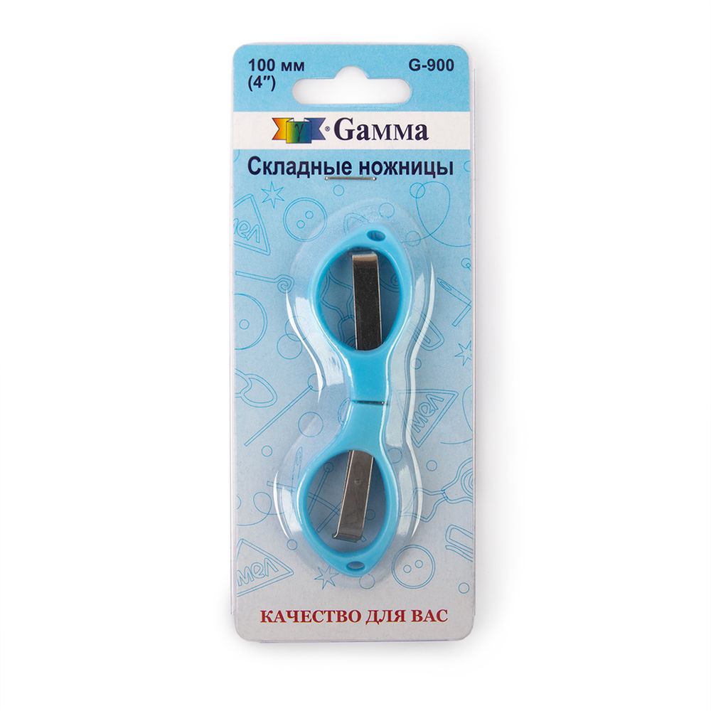 Ножницы рукодельные складные 10 см, 1 шт, голубые, Gamma G-900