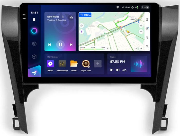 Магнитола для Toyota Camry 50 2011-2014 (рамка черная глянцевая 10) - Teyes CC3-2K QLed Android 10, Быстрая, SIM-слот, CarPlay