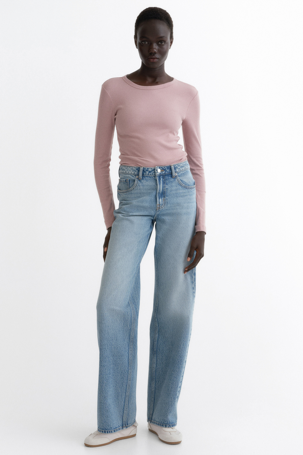 Топ в рубчик из смеси с хлопком - H&M
