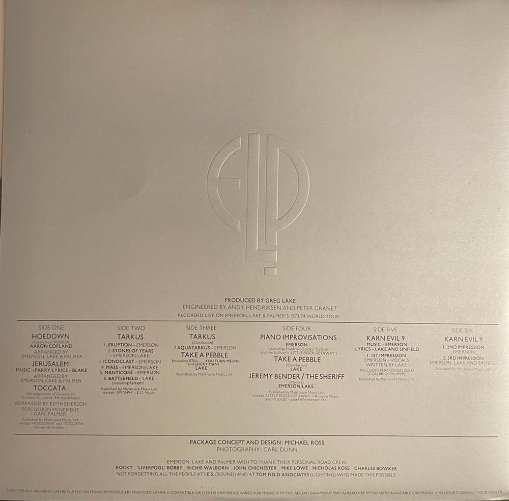 Emerson, Lake & Palmer- Welcome Back My Friends To The Show That Never Ends - Ladies And Gentlemen 3LP (Япония 1974г.)