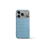 Чехол для iPhone 18 - Натуральная кожа аллигатора - Голубой
