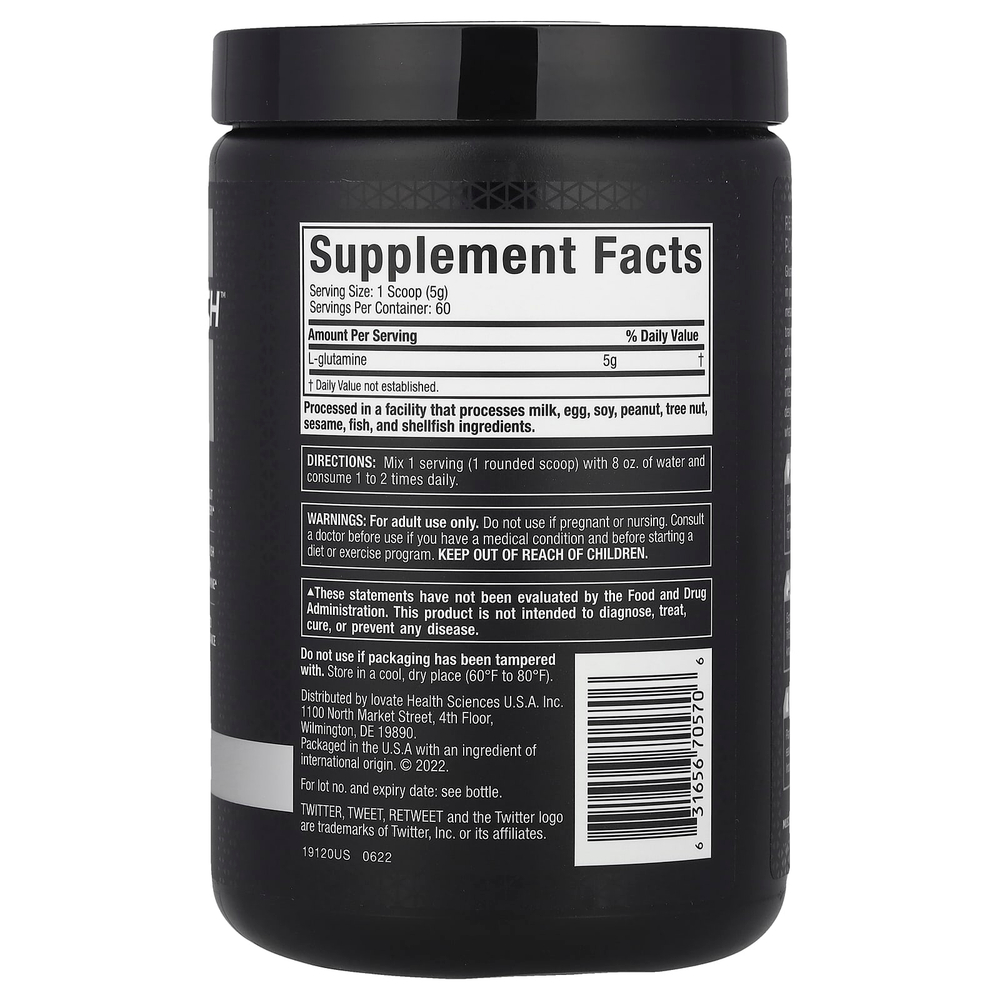 MuscleTech, Platinum, 100% глутамин, без вкусовых добавок, 300 г (10,58 унции)