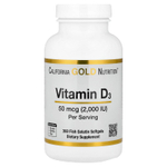 California Gold Nutrition, витамин D3, 50 мкг (2000 МЕ), 360 рыбно-желатиновых капсул