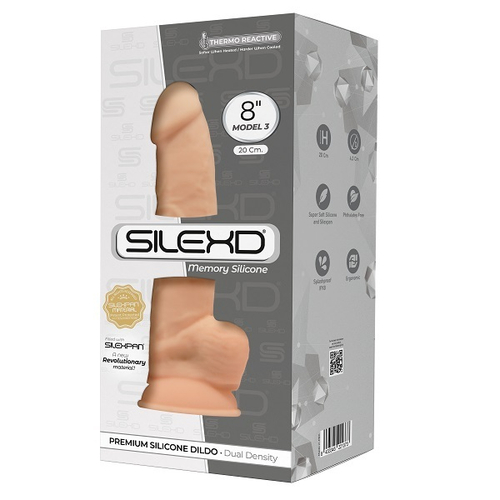 Телесный фаллоимитатор 20см на присоске с мошенкой SilexD Premium Silicone Dildo 8" Model 3