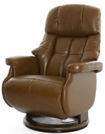 Кресло реклайнер Relax Lux Electro S16099RWB, натуральная кожа коричневая (034), основание дерево темный орех (029)