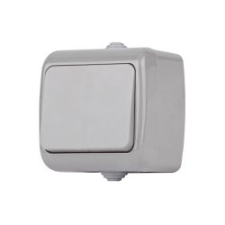 Выключатель Intro Atlantic 5-102-03 с подсветкой, 10А-250В, IP54, открытой установки, серый | Intro