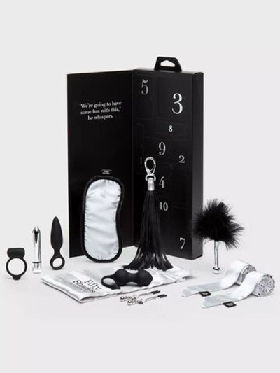 Эротический набор Pleasure Overload 10 Days of Play Gift Set (Цвет: серебристый с черным)