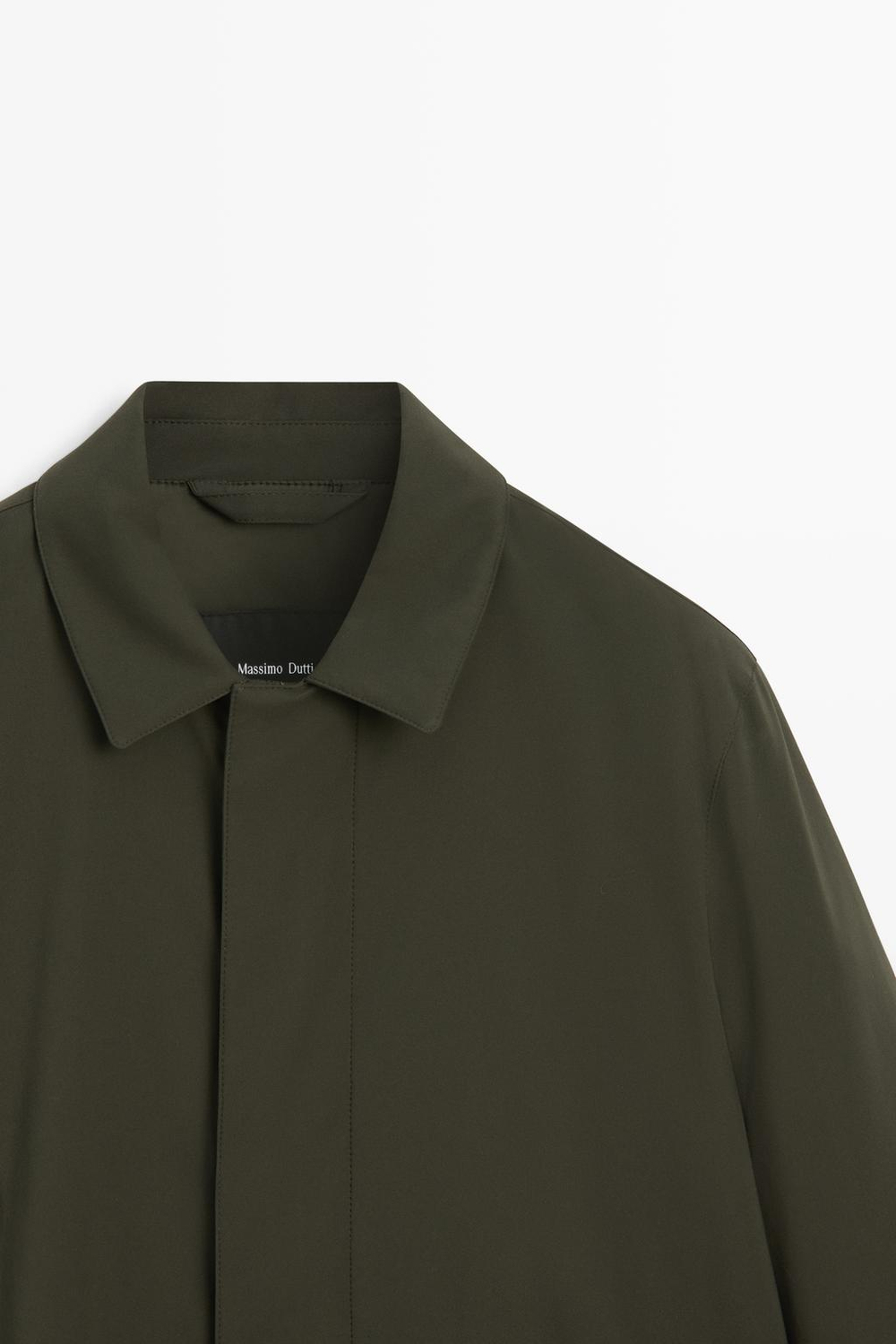 Massimo Dutti Технический тренч из ткани, темный хаки