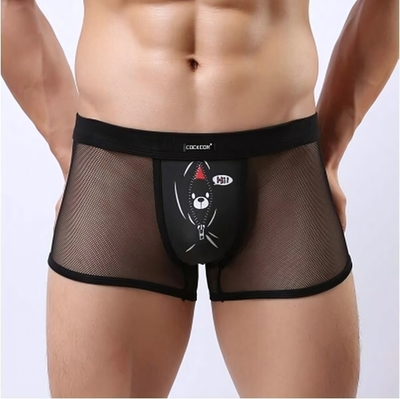 Мужские трусы-боксеры из сетки Cockcon Unzip-Me Boxer с пикантным принтом (Размер: L) (Цвет: красный)