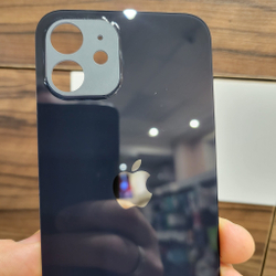 Крышка для iPhone 12 - задняя стеклянная панель "премиум качество" (чёрного цвета)