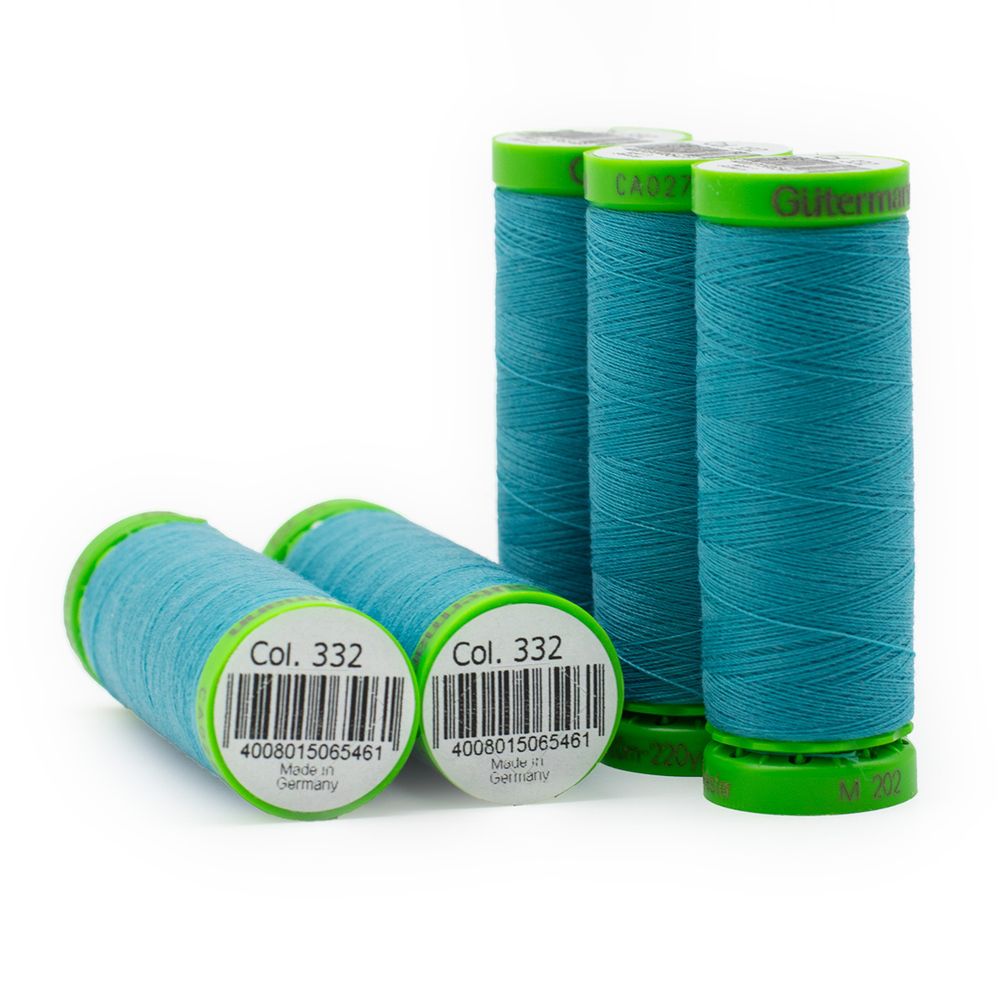 Нитки для тонких тканей Gutermann Extra Fine 150 (200 метров), 5 кат. | 332 насыщенный бирюзовый