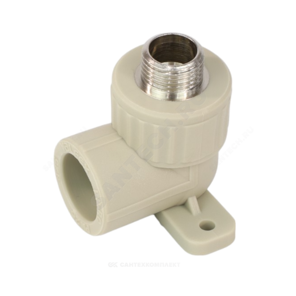 Угольник PP-R комбинированный серый Дн 25х1/2" НР с креплением VALFEX 10121025Г