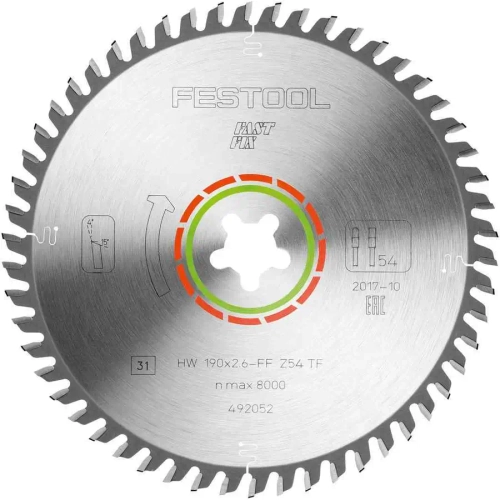 Диск пильный специальный по ламинату HW 190 x 2,6/1,8 20 мм TF 54 FESTOOL 492052