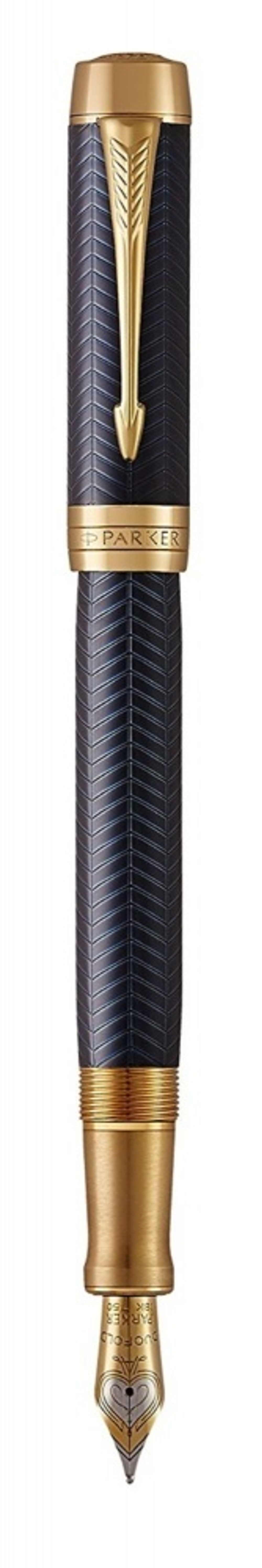 Перьевая ручка Parker Duofold Prestige Centennial, Blue Chevron GT Foutain Pen Medium, перо:M , цвет чернил: black, в подарочной упаковке.