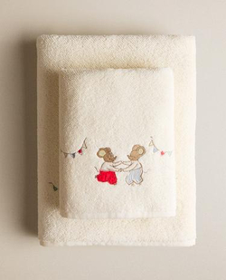 ZARA HOME ДЕТСКОЕ ПОЛОТЕНЦЕ С КАПЮШОНОМ И МЫШАТАМИ, СВЕТЛО-БЕЖЕВЫЙ