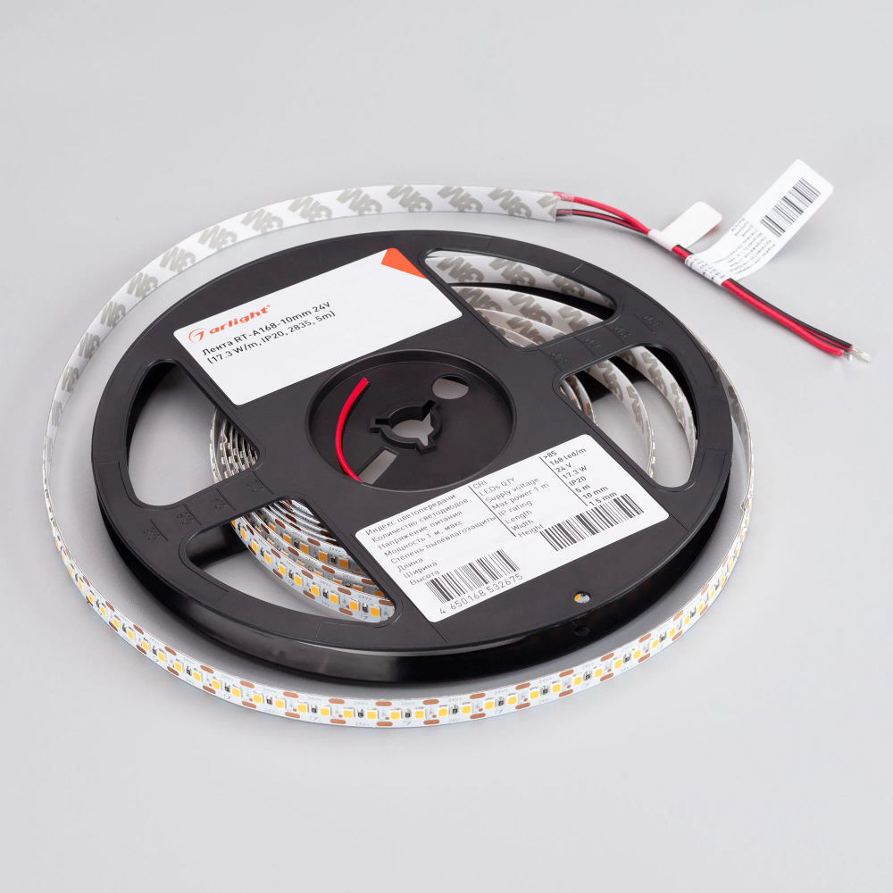 Светодиодная лента RT-A168-10mm 24V Warm2700-CX2 (17.3 W/m, IP20, 2835, 5m) (Arlight, 17 Вт/м, IP20) 028739(2)
