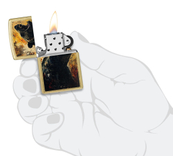 Зажигалка Zippo Grizzly Roar, латунь, золотистая, 38x13x57 мм