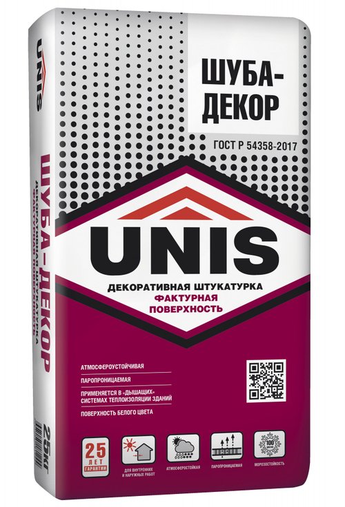 Штукатурка цементная декоративная белая Unis Шуба-Декор 25 кг