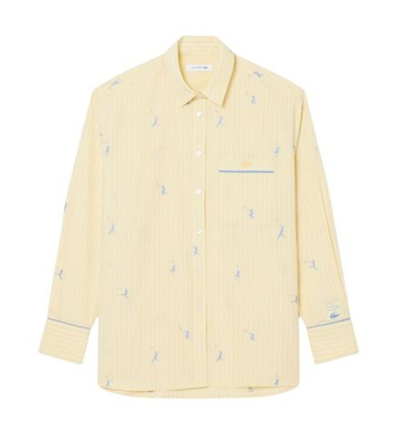 Женское поло Lacoste Oversized with Jacquard Motifs - yellow/turquin blue