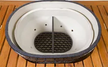 Керамический угольный гриль Primo Oval Family All-In-One, 38х56 см, с ножками и столиками