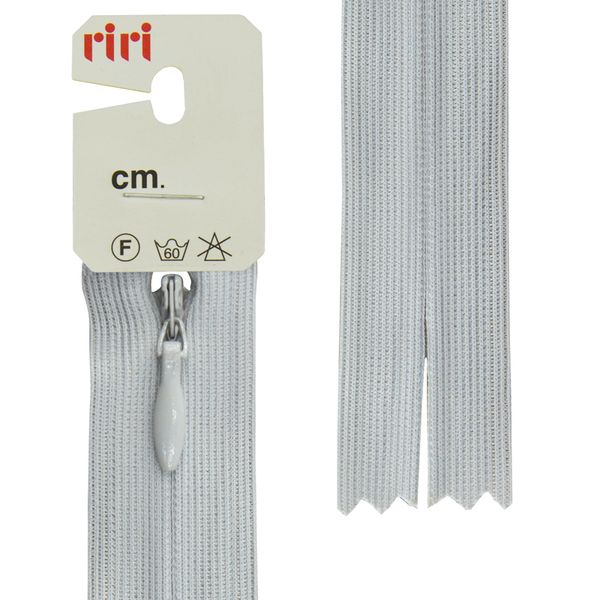 Молния потайная (скрытая) RIRI Т3 (3 мм) 1 зам., н/раз., 22 см, цв.2118, св.-серый, 10 шт