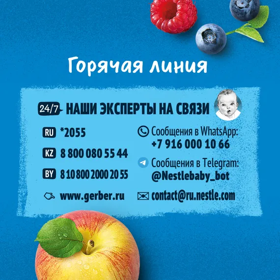 Пюре Gerber Яблоко-груша-малина-черника с 6 мес 90 г