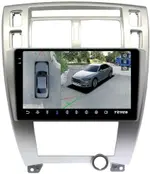Магнитола для Hyundai Tucson 1 2004-2009 (рамка серебро) - Teyes CC3-2K-360 монитор 10.36" 2K QLED на Android 10, Быстрая, CarPlay, 4G SIM-слот, 4 камеры в комплекте