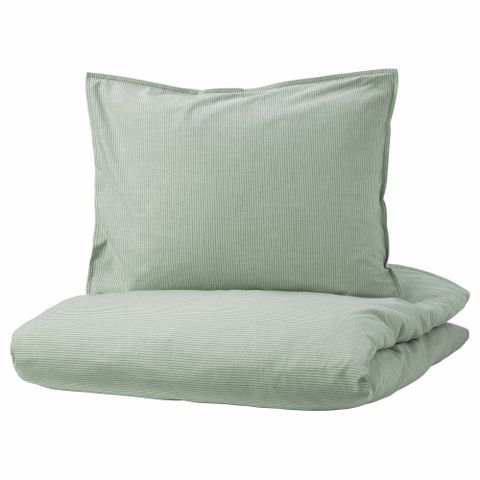 Комплект постельного белья IKEA BERGPALM (БЕРГПАЛМ), Двуспальный, Зеленый, 240x220, 50x80 см