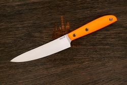 Нож кухонный MOYO Геликон универсальный 155мм, сталь AR-RPM9, рукоять G10-extra оранжевый