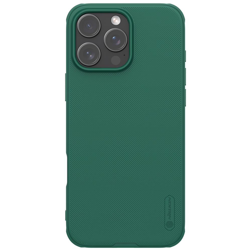 Усиленный чехол зеленого цвета (Dark Green) от Nillkin для iPhone 16 Pro, серия Super Frosted Shield Pro