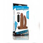 Насадка для двойного проникновения с вибрацией Pleasure X Tender (19,8*4,2) коричневый