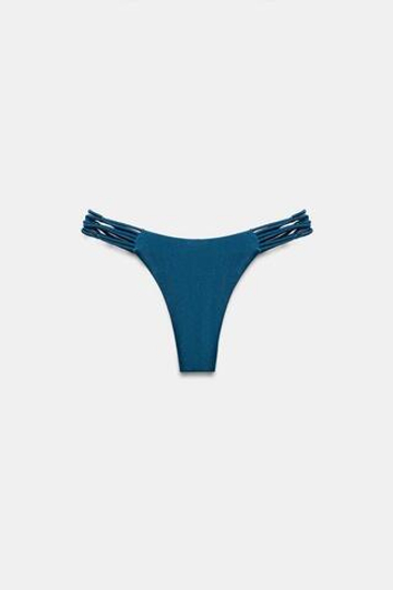 ZARA ПЛАВКИ-БИКИНИ С РЕМЕШКАМИ И УЗЛАМИ, СИНИЙ